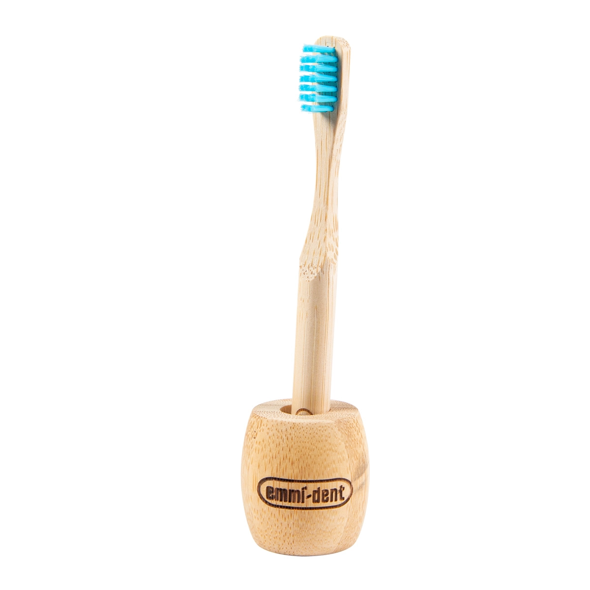 Brosse à dents pour enfants en bambou Bleu avec support